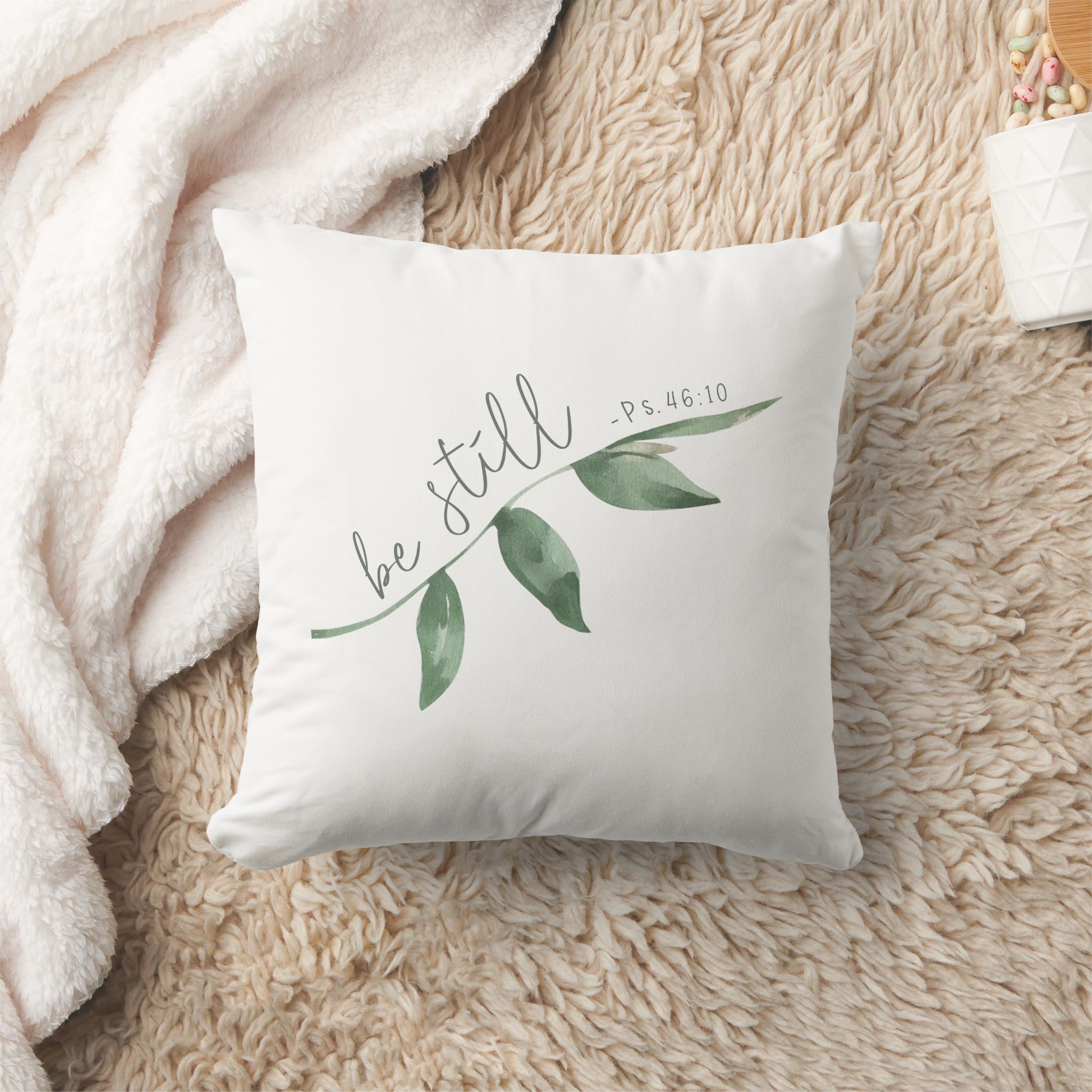 psalm 46:10 be still green leaves – scripture throw pillow psalm 46:10 be still green leaves – scripture throw pillow