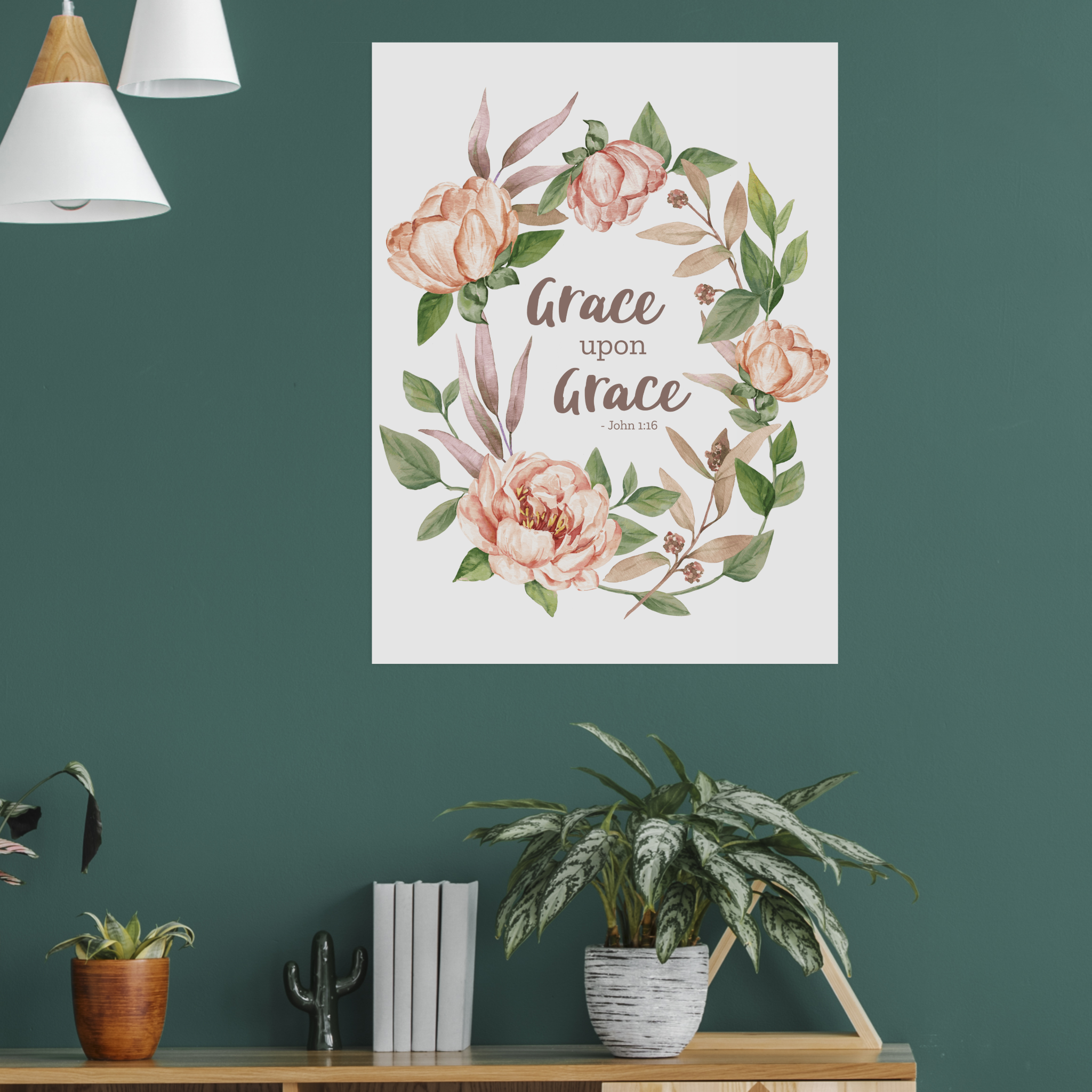 Zazzle Grace Upon Grace - John 1_16 - Floral Poster (Living Room 1) John 1:16 Grace Upon Grace - Poster - Image 5