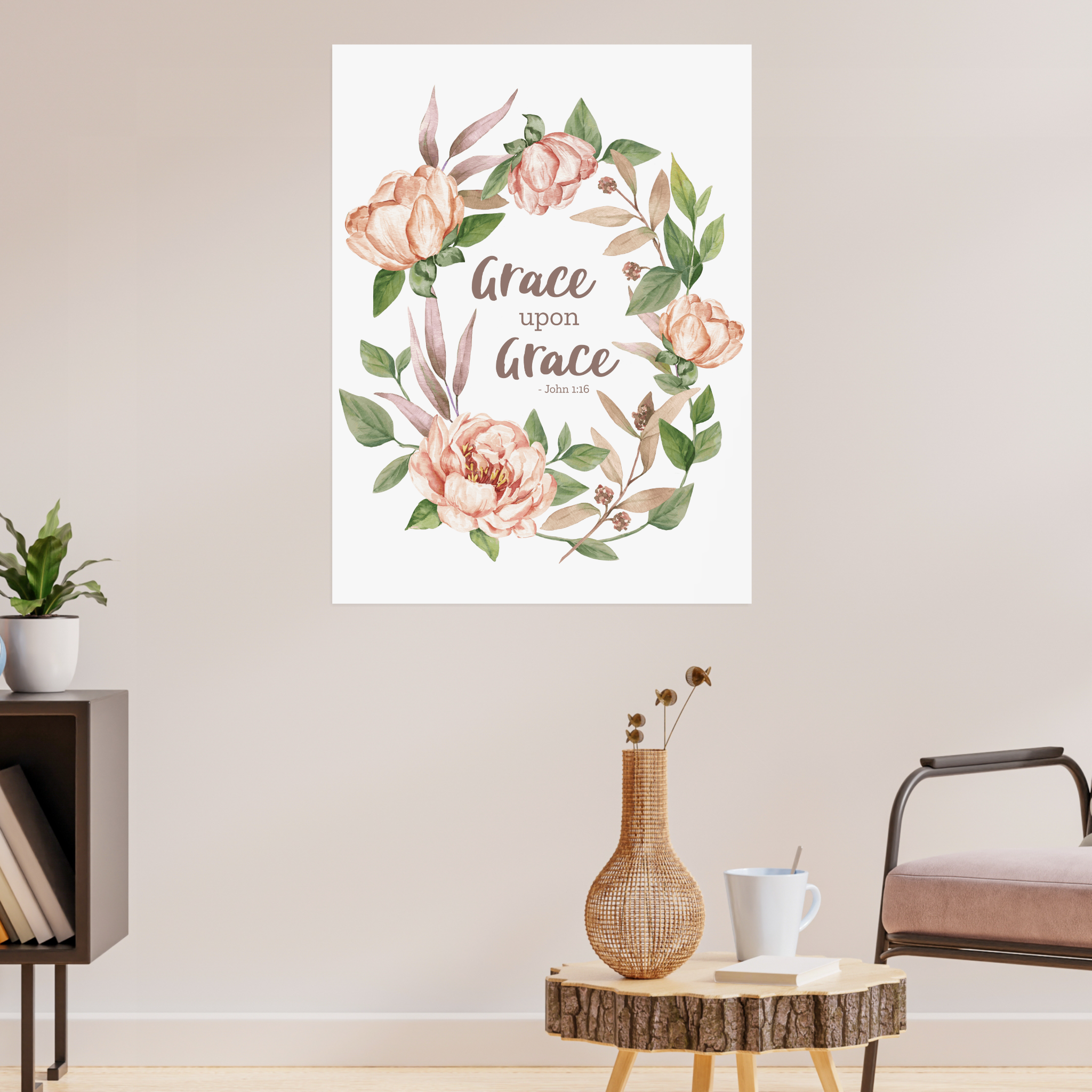 Zazzle Grace Upon Grace - John 1_16 - Floral Poster (Living Room 3) John 1:16 Grace Upon Grace - Poster - Image 4