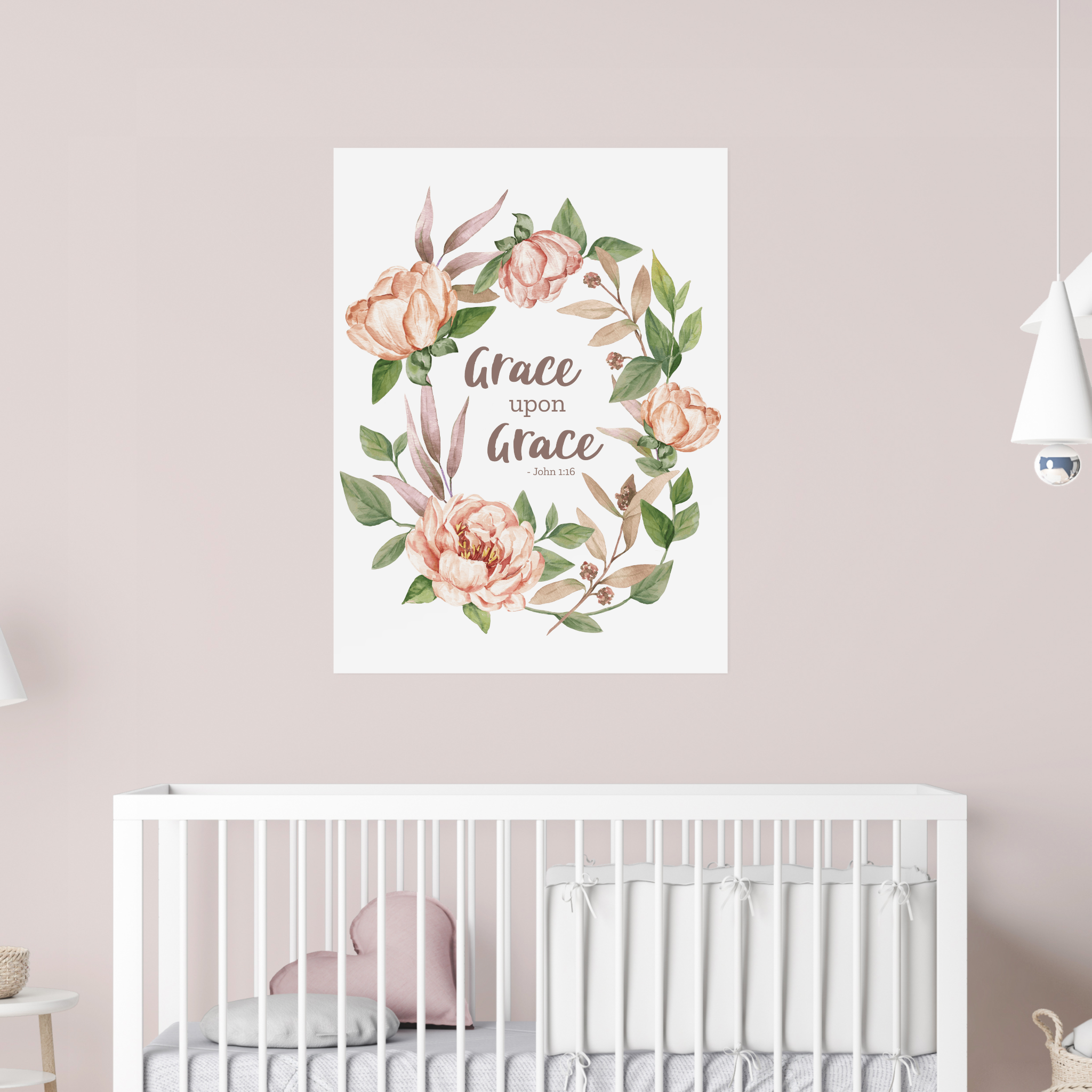 Zazzle Grace Upon Grace - John 1_16 - Floral Poster (Nursery 2) John 1:16 Grace Upon Grace - Poster - Image 3