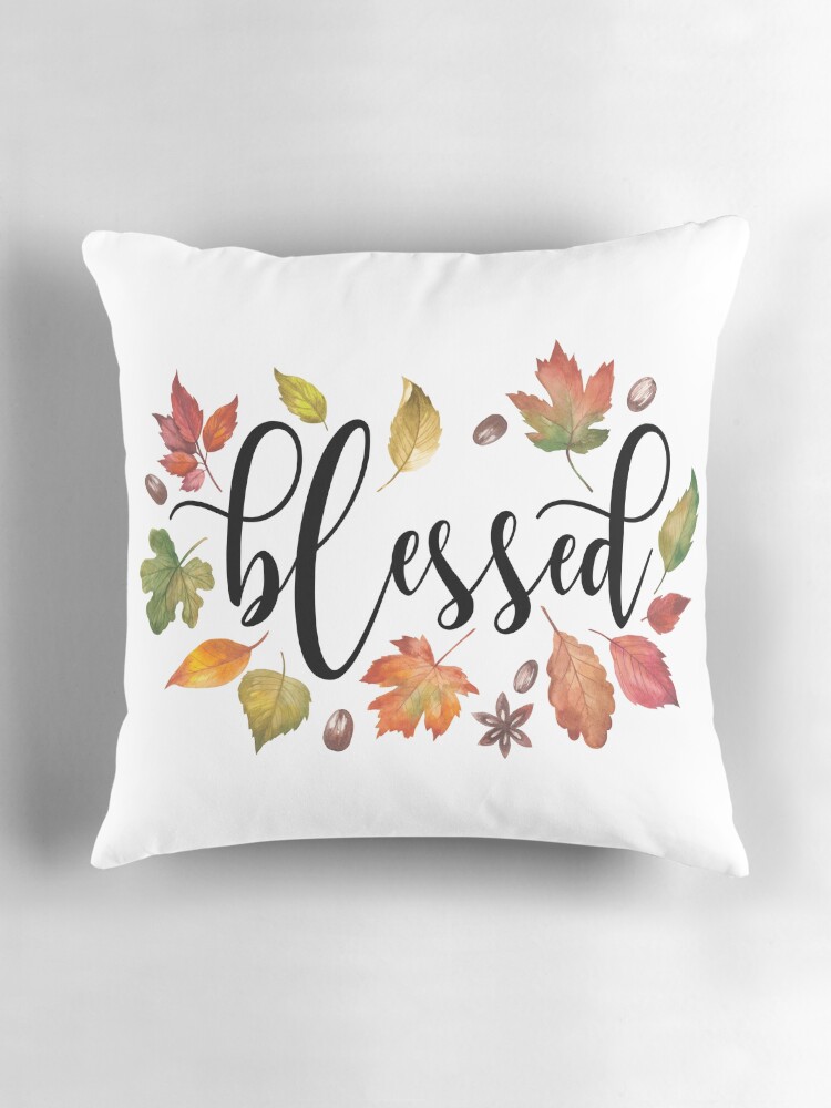 rb blessed – calligraphy autumn leaves christian throw pillow for thanksgiving 1 rb blessed – calligraphy autumn leaves christian throw pillow for thanksgiving 1
