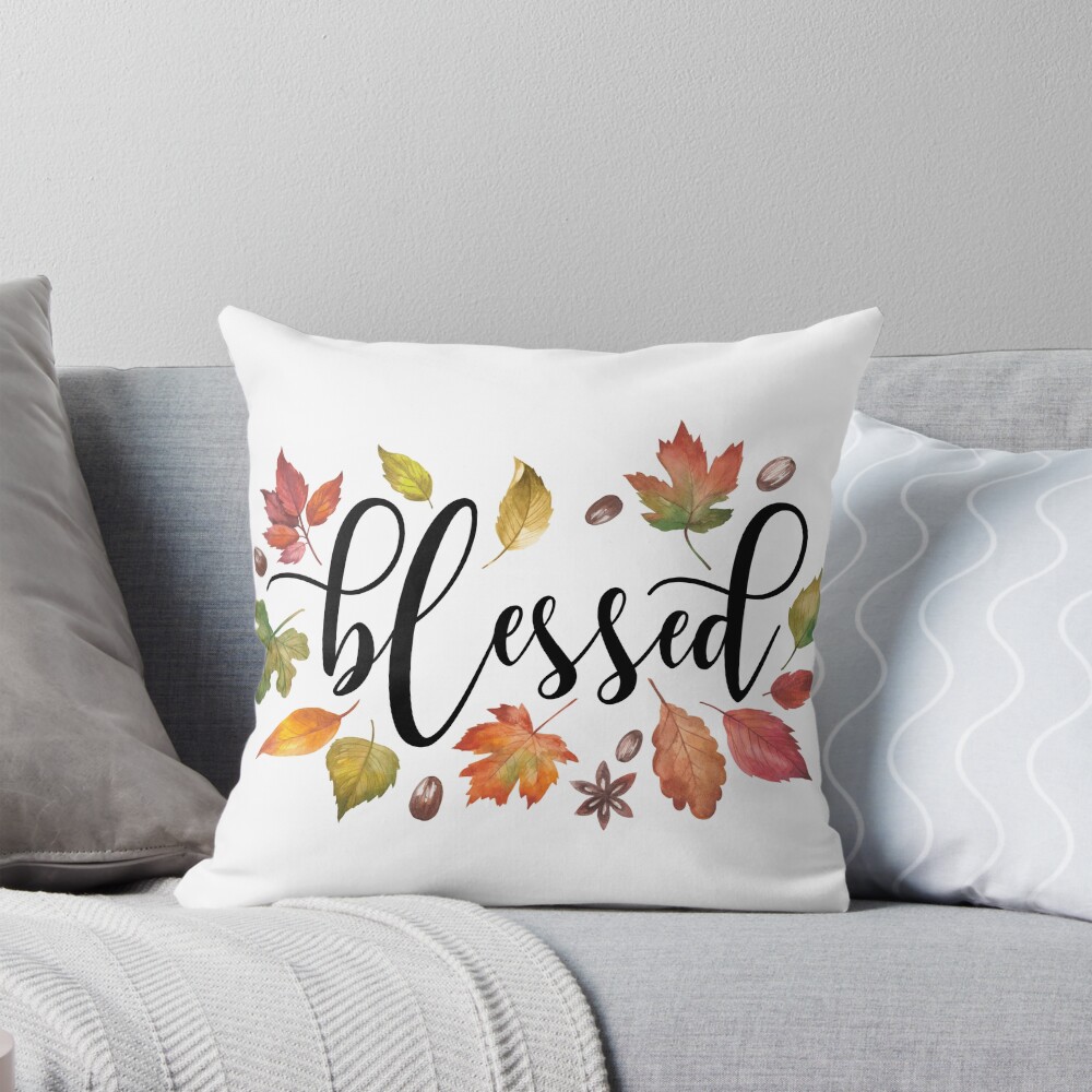 rb blessed – calligraphy autumn leaves christian throw pillow for thanksgiving 3 rb blessed – calligraphy autumn leaves christian throw pillow for thanksgiving 3