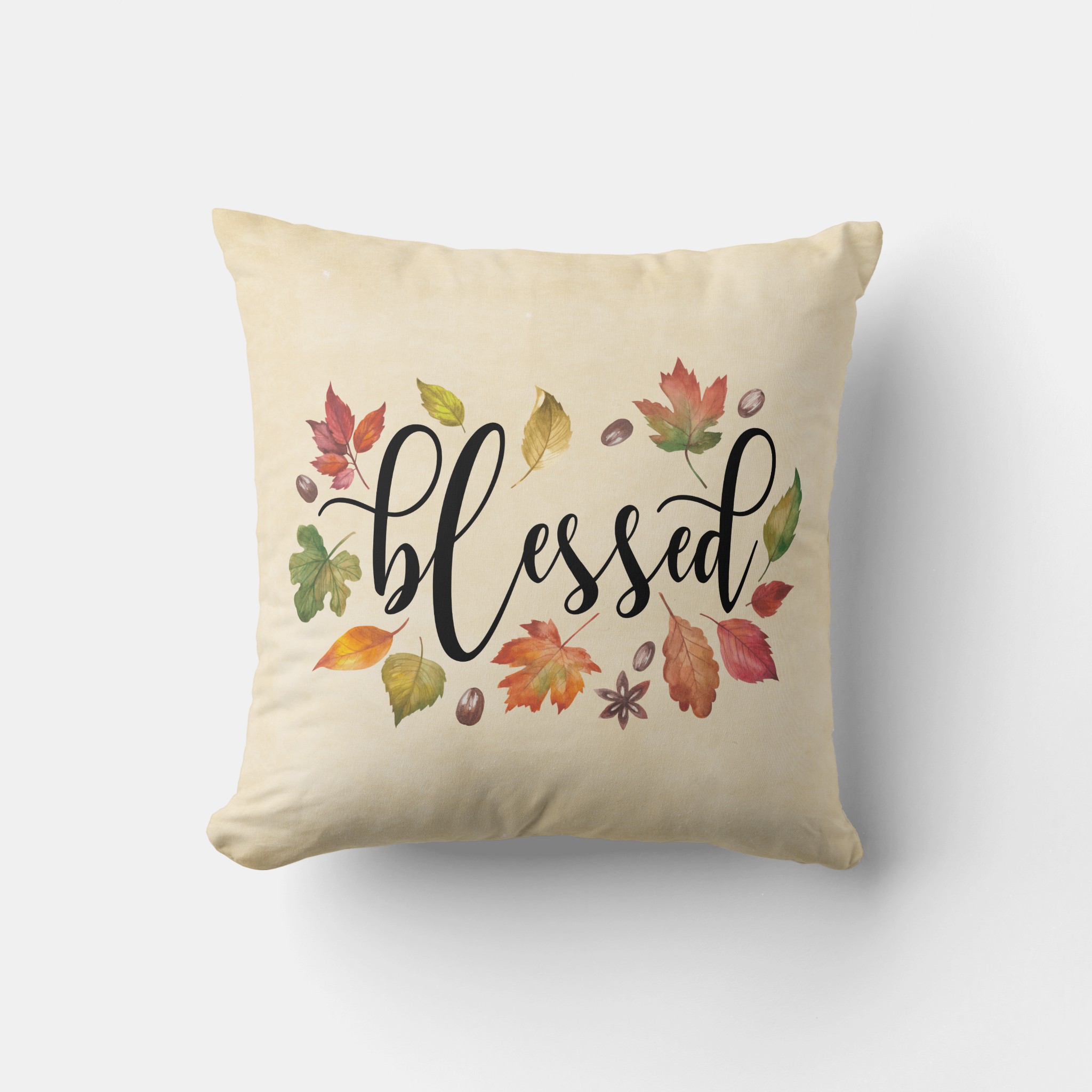 zazzle blessed in black calligraphy and autumn leaves throw pillow front zazzle blessed in black calligraphy and autumn leaves throw pillow front