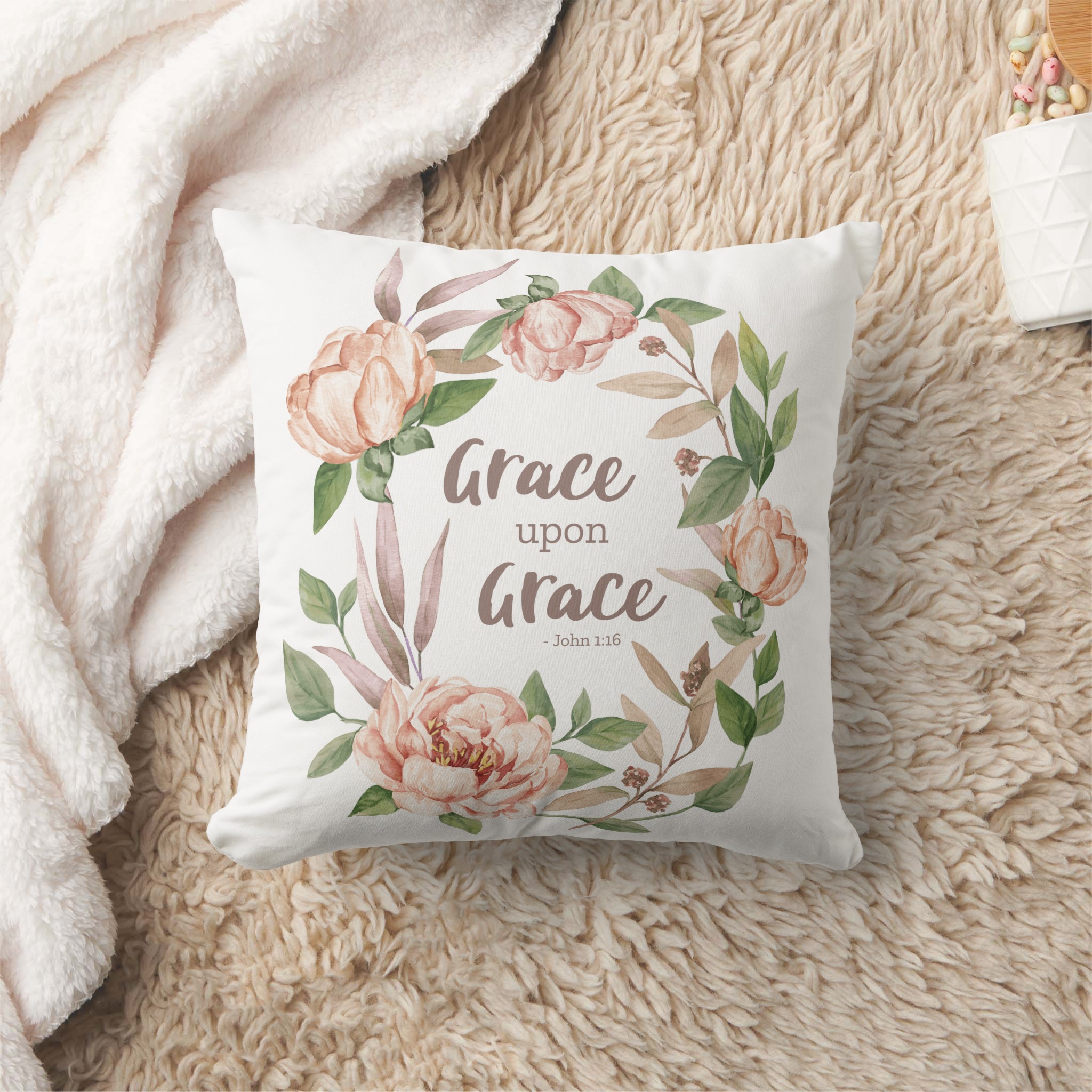 john 1:16 grace upon grace throw pillow john 1:16 grace upon grace throw pillow