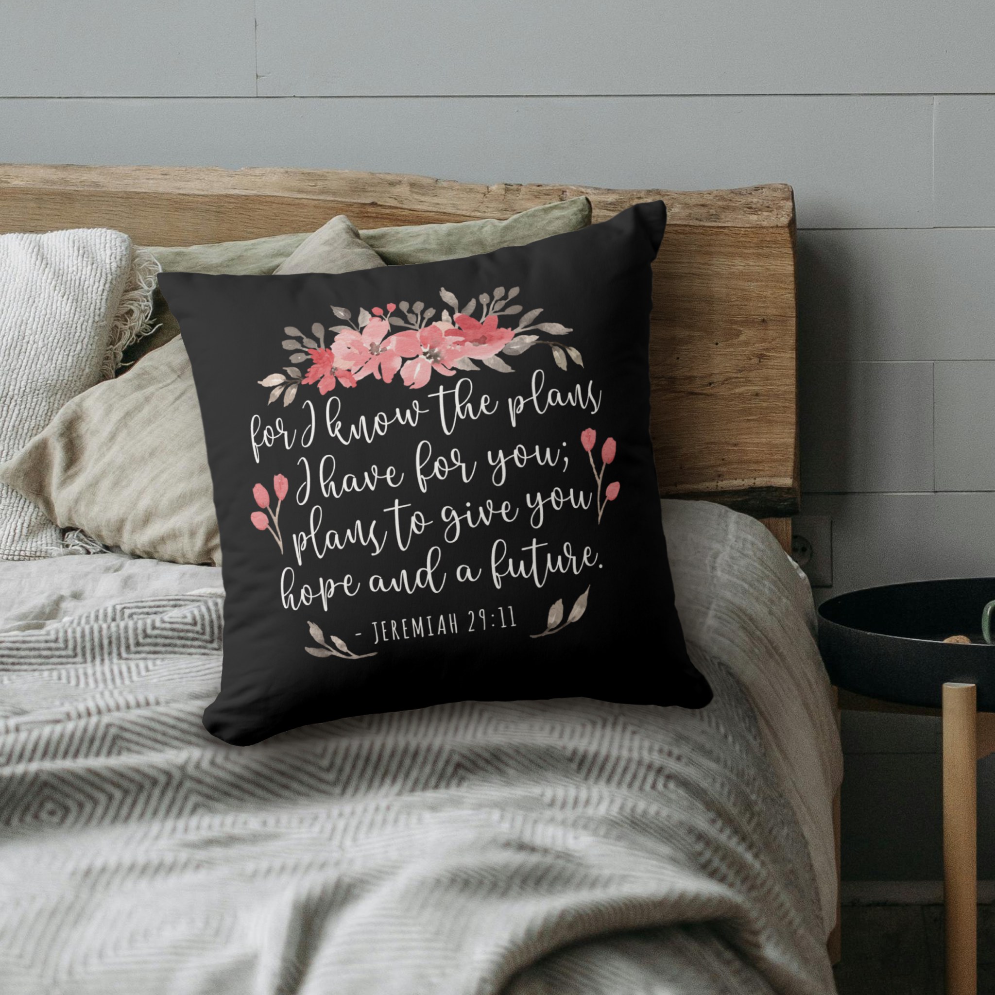 jeremiah 29:11 for i know the plans floral throw pillow black jeremiah 29:11 for i know the plans floral throw pillow black