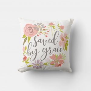 zazzle saved by grace ephesians 2 8 throw pillow front