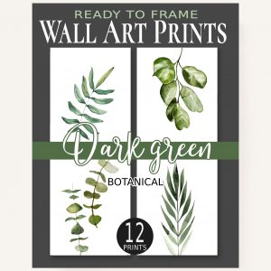 art print book: ready to frame dark green botanical wall art prints