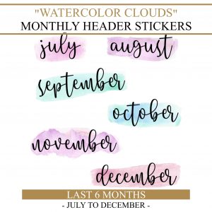 month name stickers clouds second half (6 months)