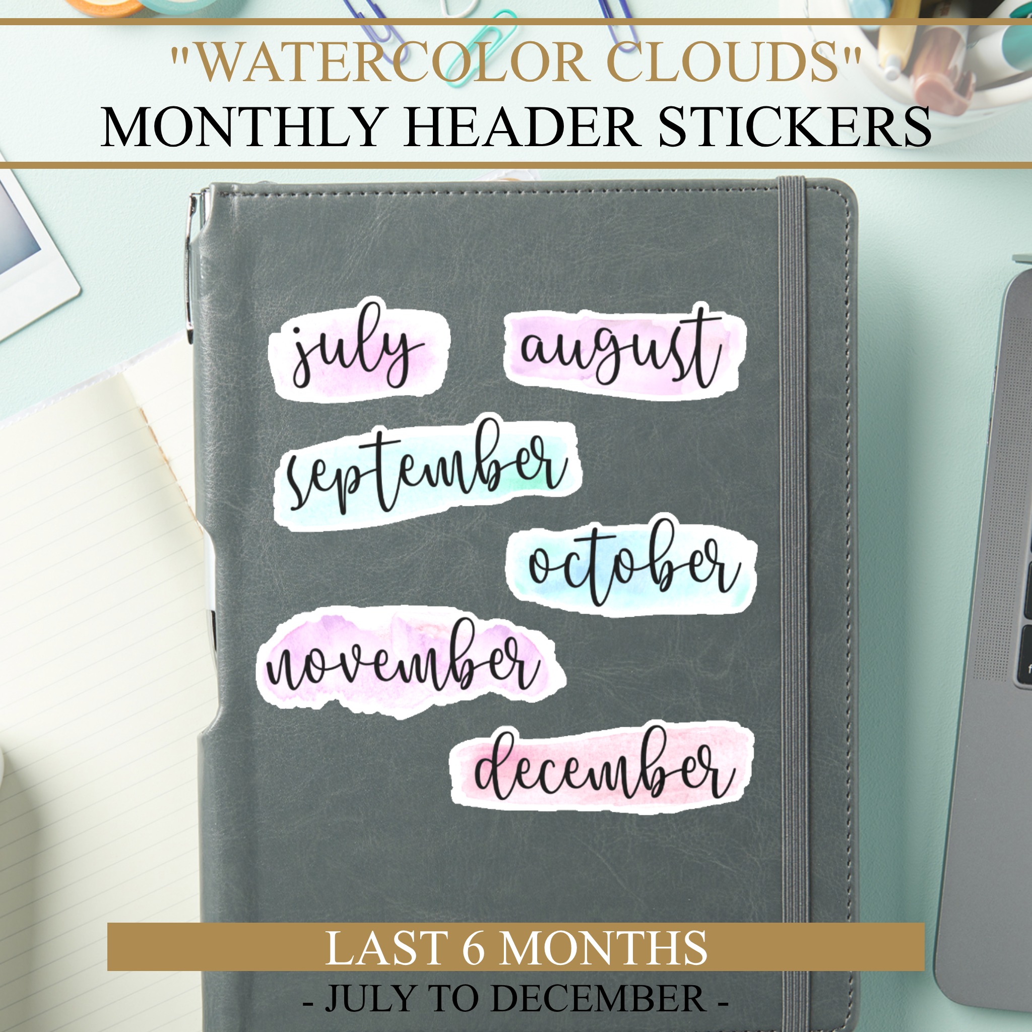 month name stickers clouds second half (6 months) month name stickers clouds second half (6 months)